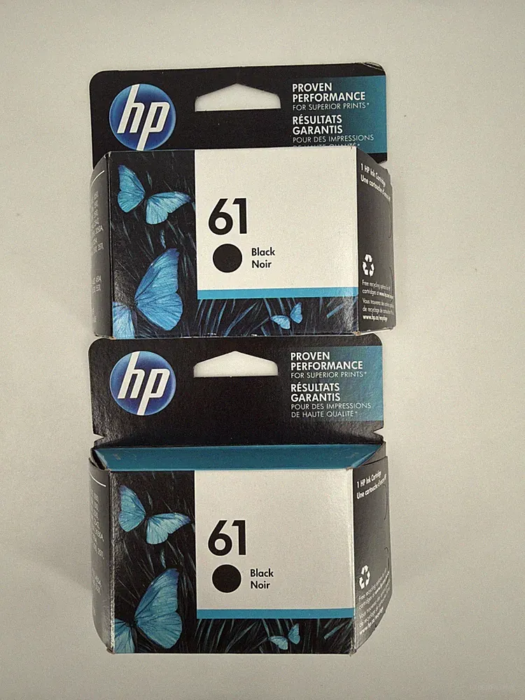 2 HP 61 Ink Cartridges Black Expired Dec 2015 Sealed Box