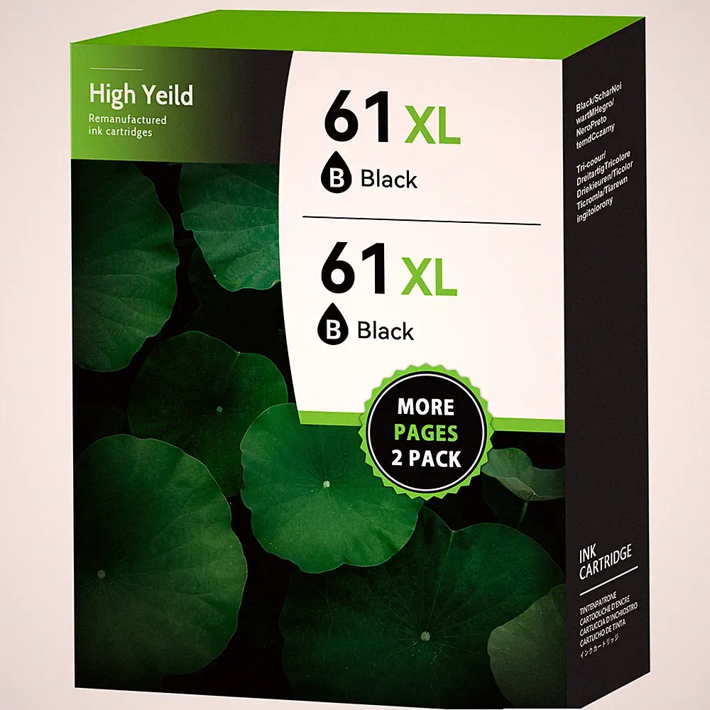 2 Pack #61XL Black Ink Cartridge for HP 61 ENVY 4500 4501 5530 5535 DeskJet 1055