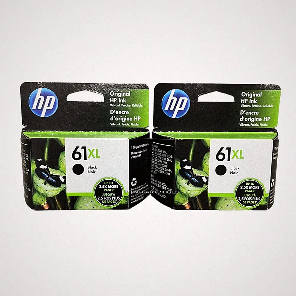 2pcs Genuine HP 61XL Black Ink Cartridges
