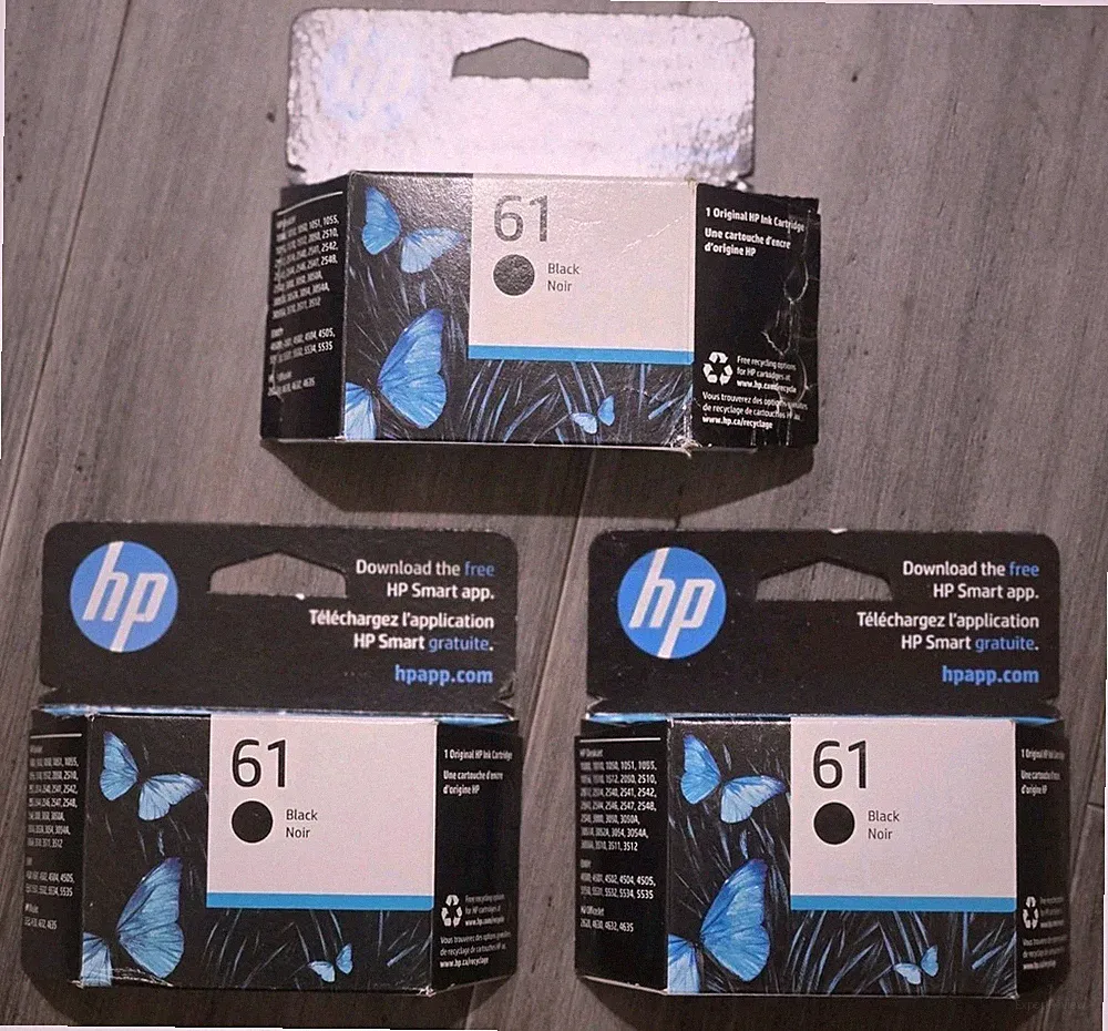 3x NEW /HP BLACK 61 / GENUINE OEM INK TONER / Exp: June 2026 3 Cartridges Total