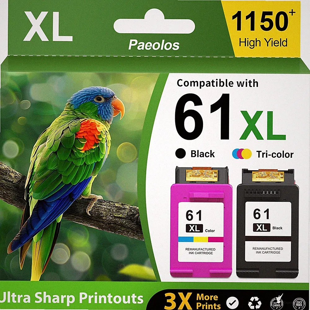 61XL Ink Cartridges Black and Color Combo Pack High Yield Replacement for HP...