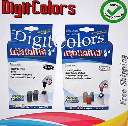 Cartridge Refill ink bottle tool kit for HP 60 HP60xl HP 61 HP61XL BK,C,M,Y