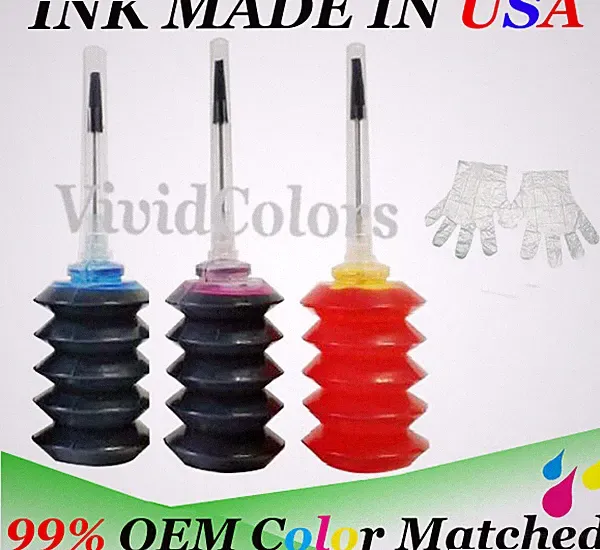 Cartridge refill ink for printer hp 67/63/62/64/65/60/61xl- tri Color CMY