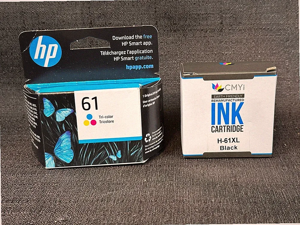 Genuine OEM HP 61 Tri-Color Ink Cartridge + Unbranded 61XL Black Printer NEW