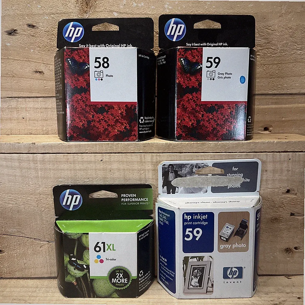 HP #58 Photo Color, #59 Gray Photo, #61XL TRI-color Ink Cartridges 11, 12, 13