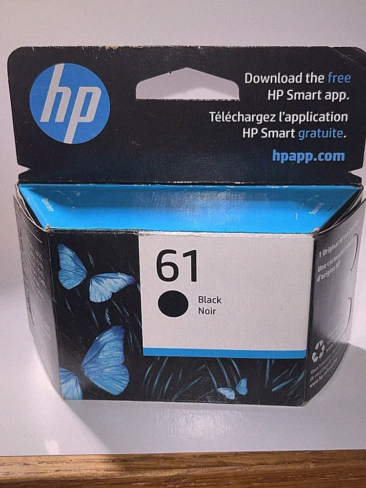 HP 61: Black Ink Cartridge Works wDeskJet 1000-1010 CH561WN Exp.8- 2024 SEALED!