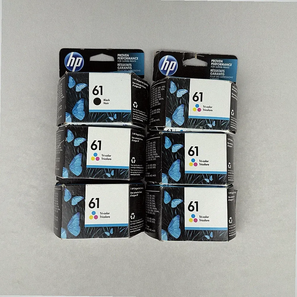 LOT of 6 NEW OEM Genuine HP 61 BLACK & TRI-COLOR Ink Cartridges * FACTORY SEALED
