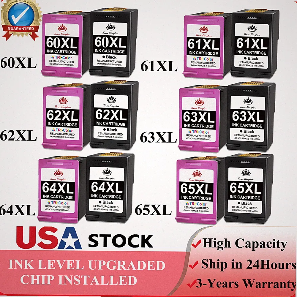 Multi-Pack Ink Cartridge For HP 60XL 61XL 62XL 63XL 64XL 65XL 67XL Printer Lot