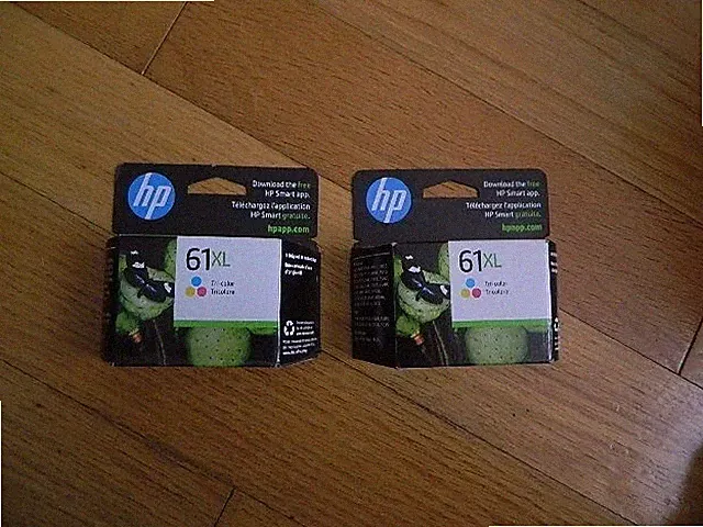 New 2 HP Ink HP 61xl CH564WN#140 Tri-Color High Yield Ink Cartridges