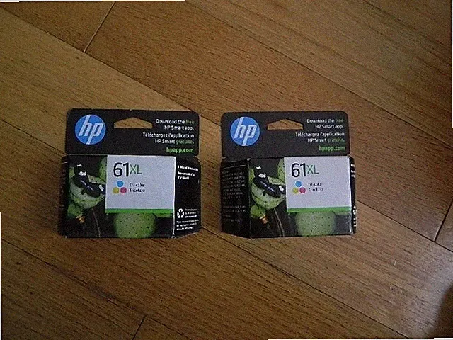 New 2 HP Ink - HP 61xl CH564WN#140 Tri-Color High Yield Ink Cartridges Exp 11/20