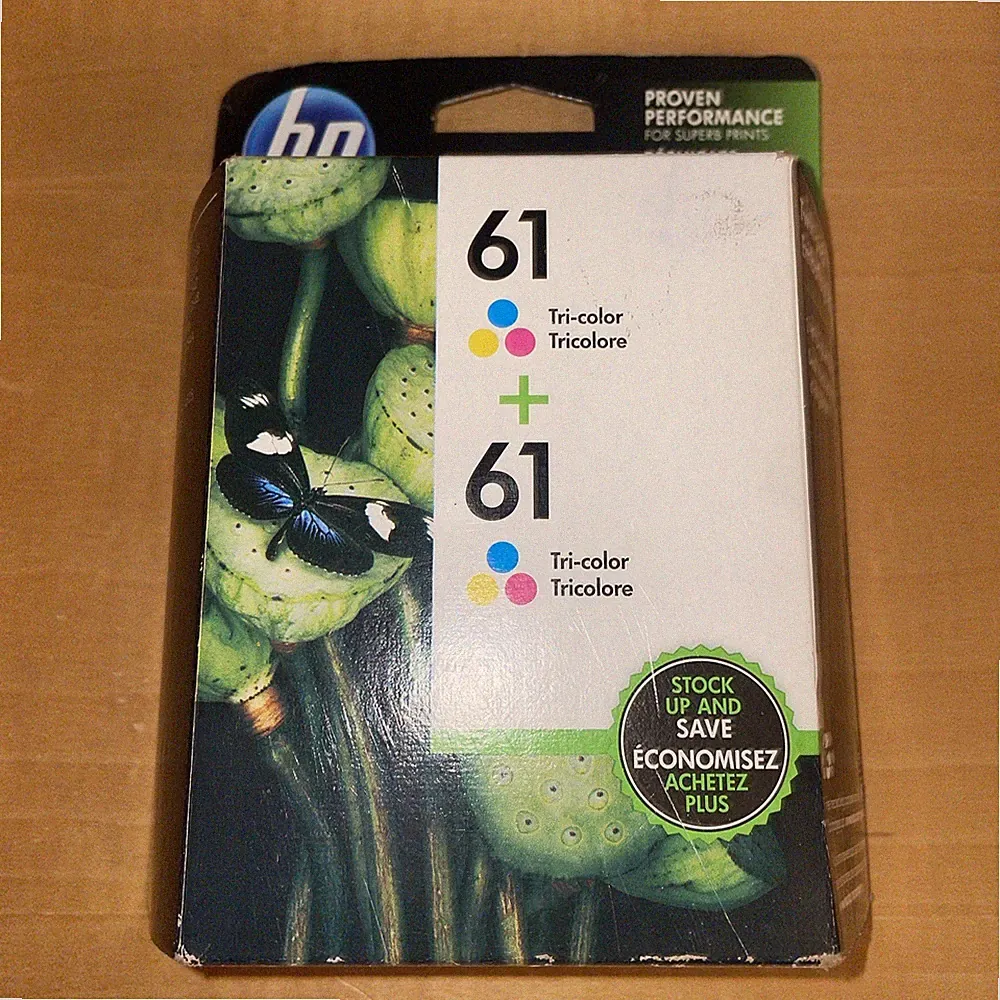 New in box (EXPIRED 1/21) Twin HP 61 CZ074FN Tri Color Combo Pack Ink Cartridge