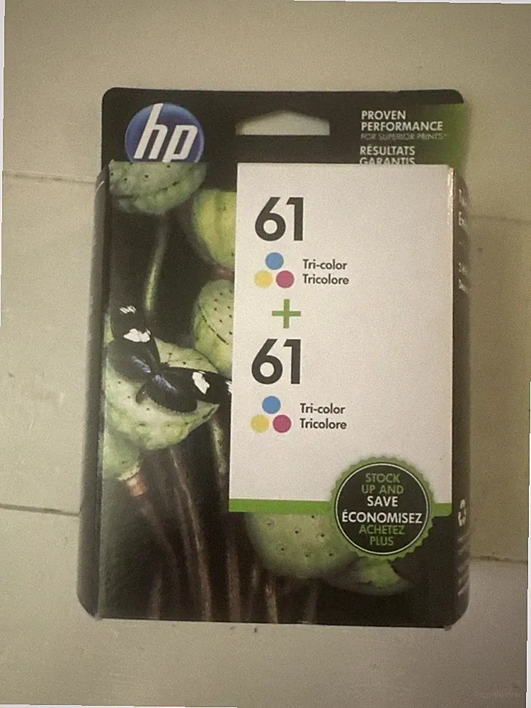 New in box (EXPIRED 4/17) Twin HP 61 CZ074FN Tri Color Combo Pack Ink Cartridge